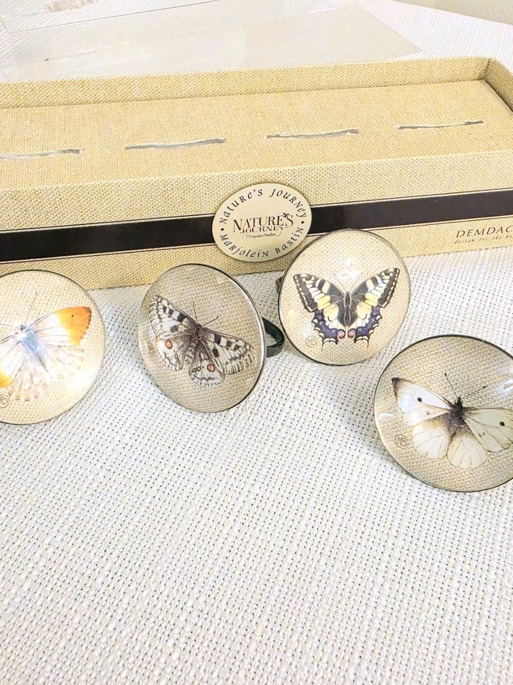 Demdaco Butterfly Napkin Rings Set 4 Acrylic Marjolein Bastin Nature's Journey